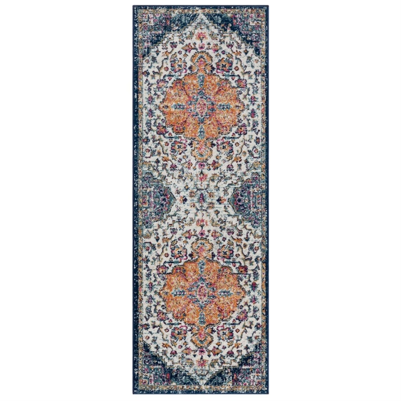 Madison Park Woven 3x8 Runner Rug with Blue Multi Finish MP35-8055
